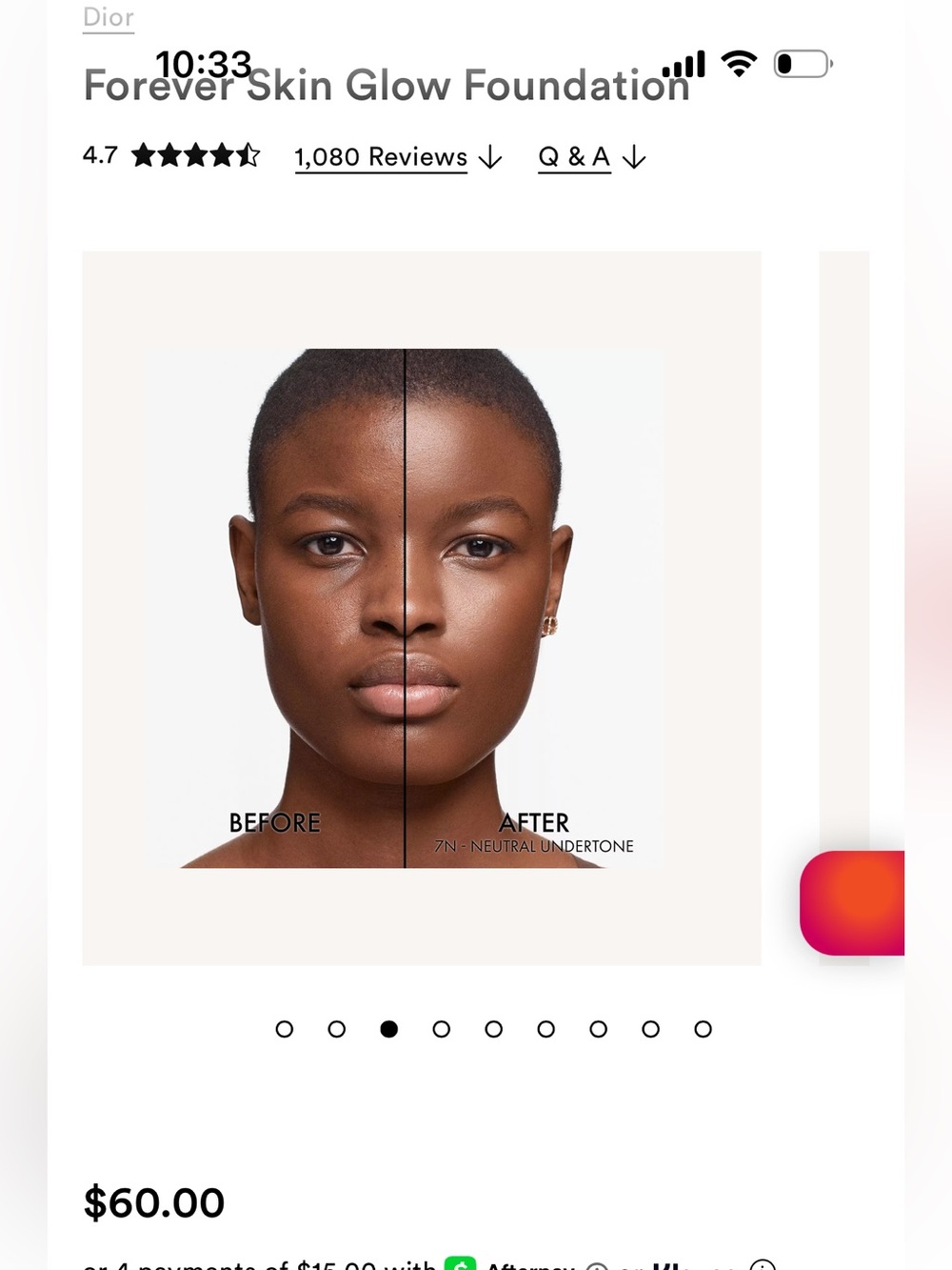 Dior Forever Skin Glow Foundation — Rich Brown Shade 7N